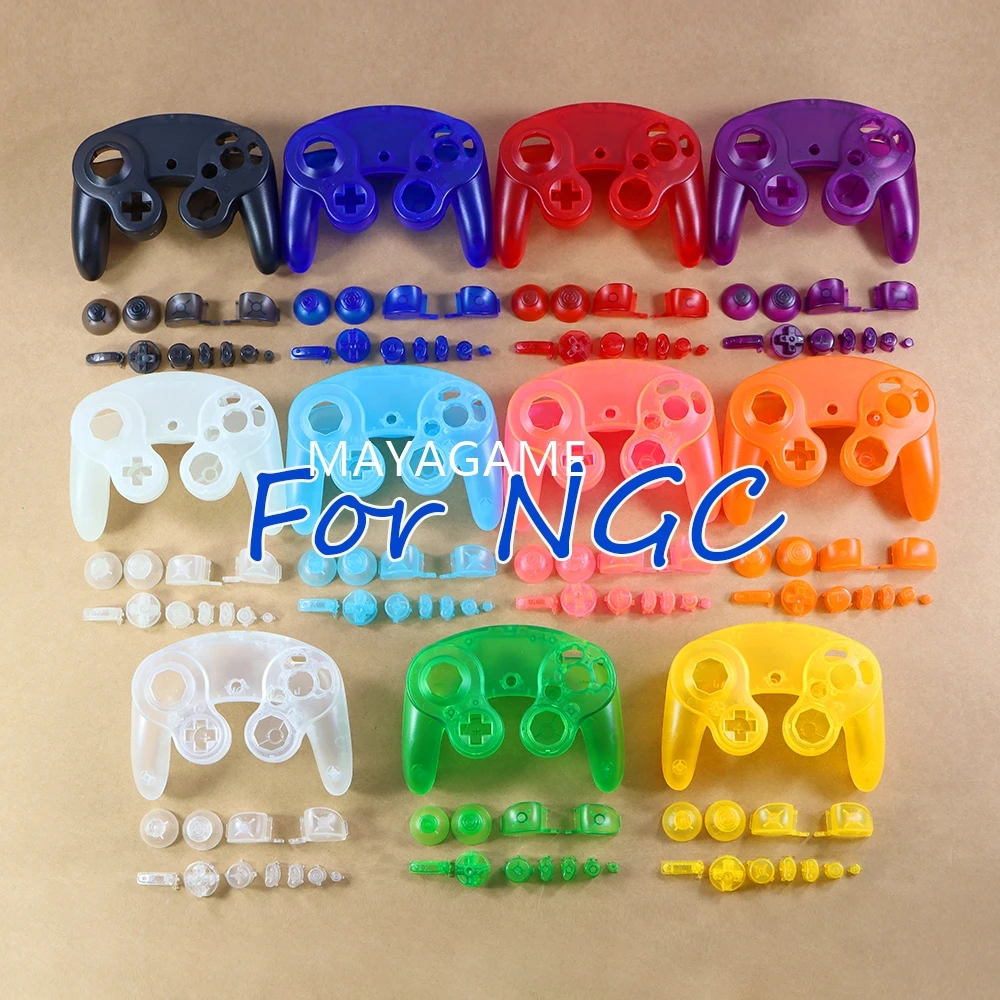 1 комплект, прозрачный чехол с полным корпусом и кнопками для Nintendo NGC, прозрачный защитный чехол с ручкой для игр для NGC