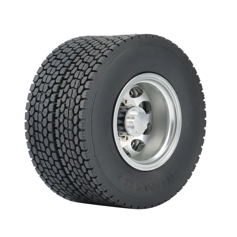 Metal Front & Rear Wheel Rims Hub With 22Mm Rubber Tires For 1/14 Tamiya SCANIA Semi RC Trailer Tractor Truck Car Parts B