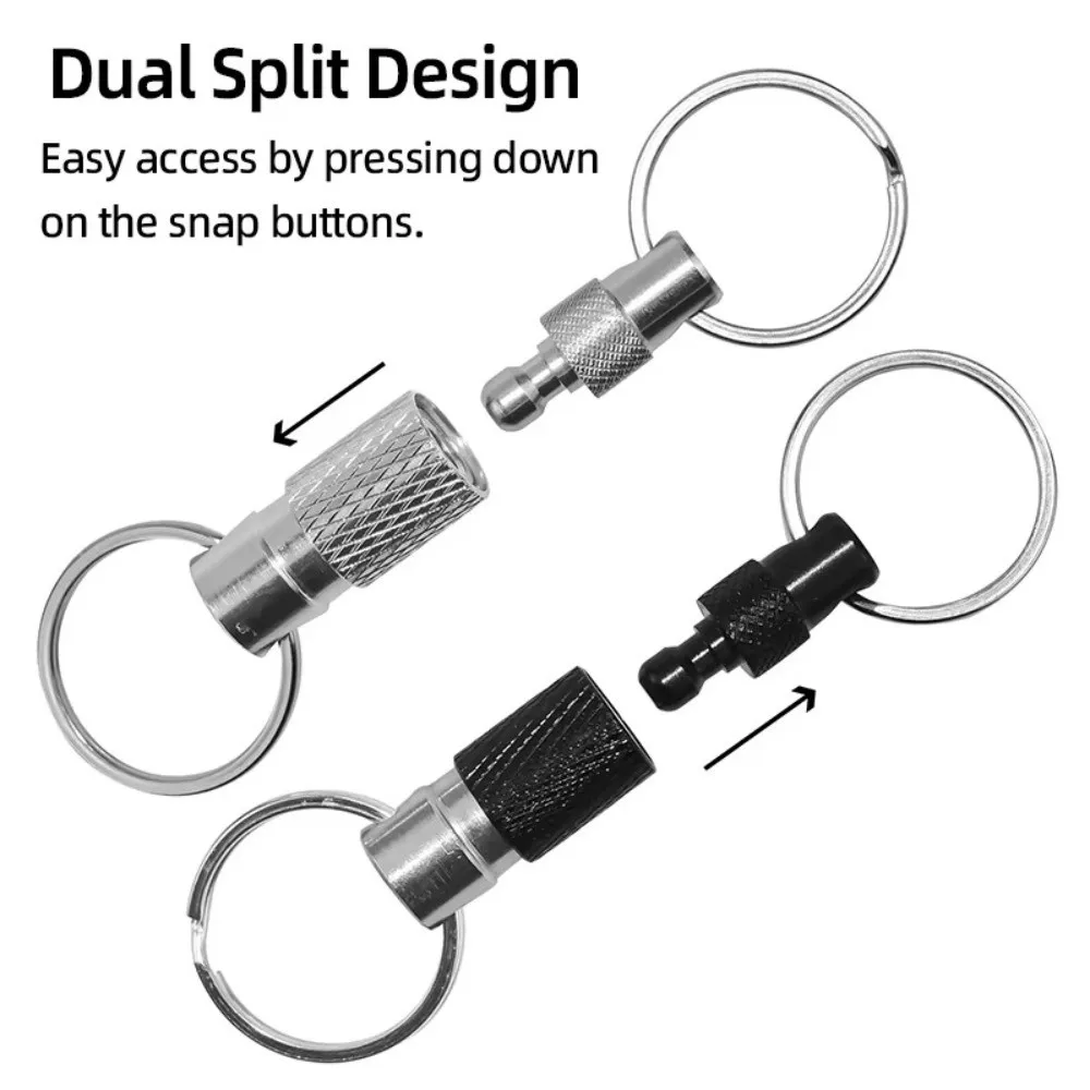 Double Headed Quick Release Keychain Aluminum Alloy Retractable Detachable Keychain Quick Pull Design Compact