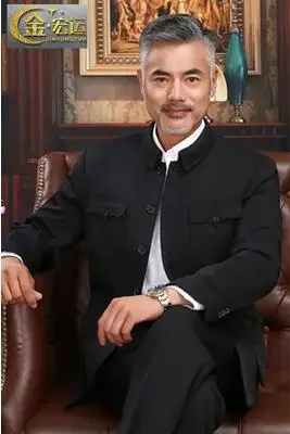 Chinese Zhongshan Jacket Men Vintage Coat Spring Elderly Blazer Improve Loose