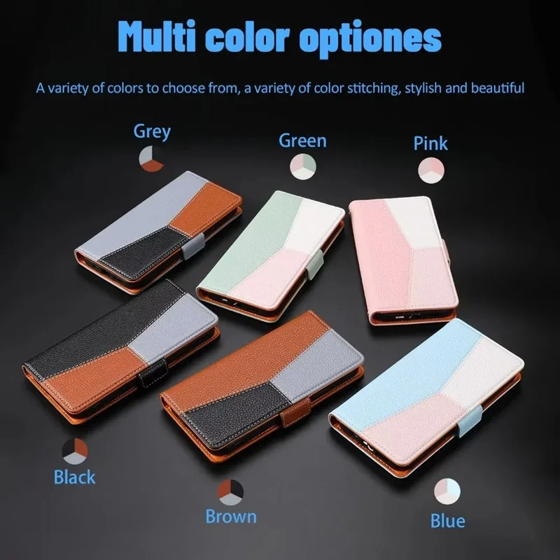 Color Combination Leather Flip Phone Cases For Samsung Galaxy S23 Ultra S22 S21 S20 Card Holder Back Covers