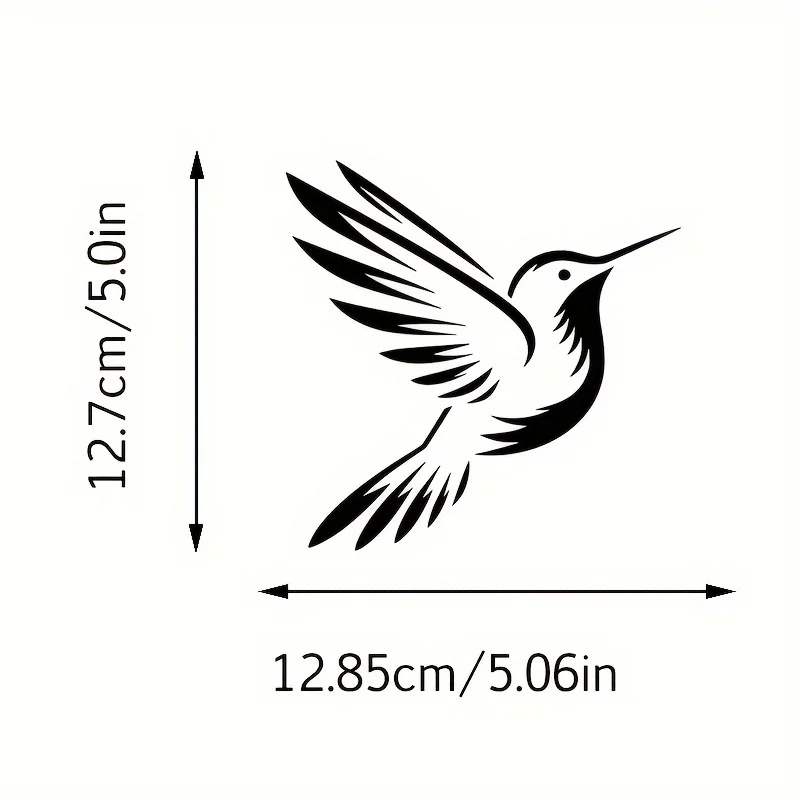 Black White Minimalist Hummingbird Vinyl Stickers, Elegant Bird Decals for Trucks, Laptops & Walls