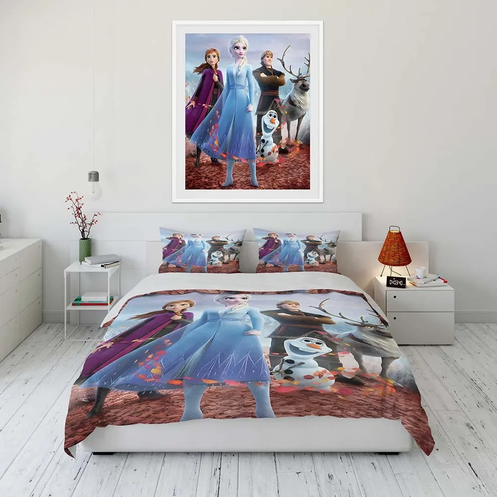 Disney Frozen elsa Princess Cartoon Duvet Cover Bedding Set Anime Comforter Cover for Bedroom Decoration Children Birthday Gifts