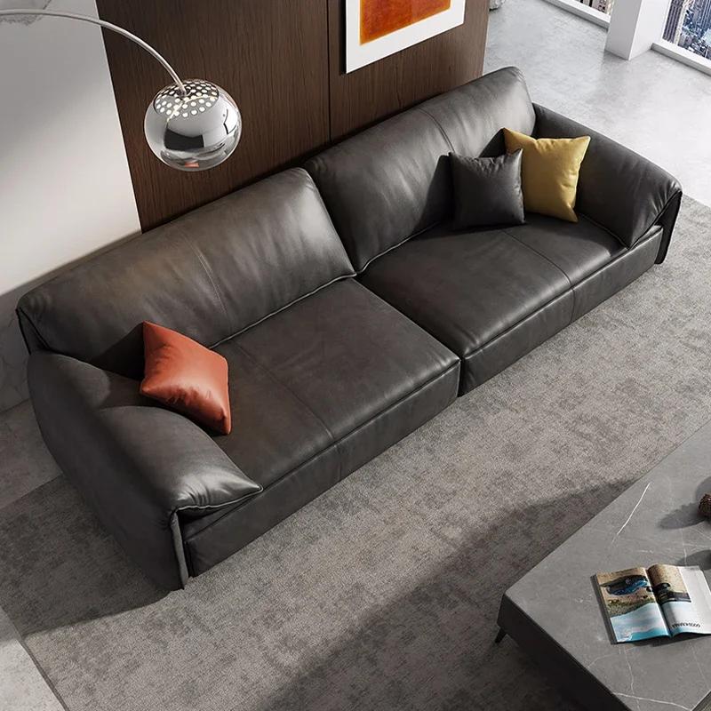 Kleines, intelligentes 2-Sitzer-Grau-Sofa, Negro-modulares Bett, 3 Plätze, echtes Leder, Divano Arabo, Wohnzimmer- und Sofamöbel