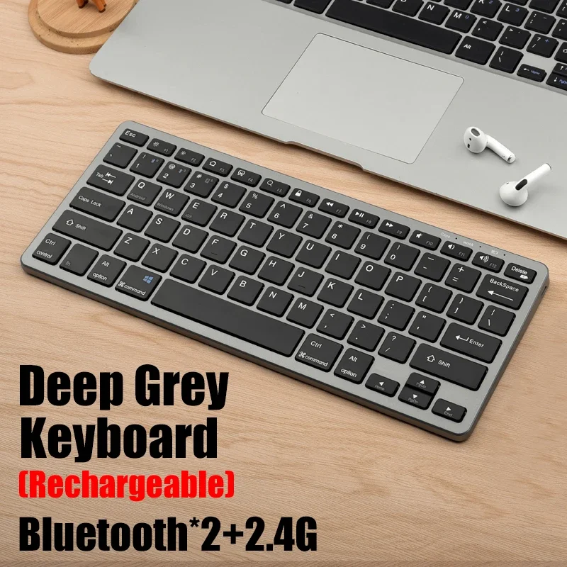 Teclado inalámbrico Bluetooth 5,0 y 2,4G, Mini teclado Multimedia para ordenador portátil, PC, TV, iPad, Macbook, Android, iPad