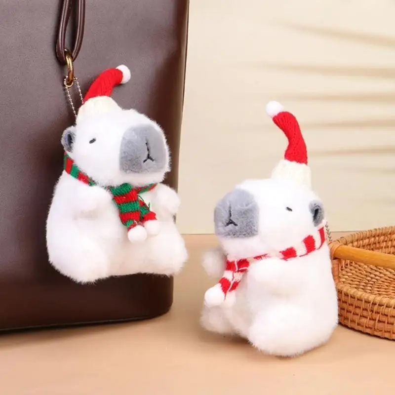J78F Delightful Capybaras Plush Toy Keychain Soft Plush Pendant Capybaras Plush Ornament for Christmas Tree and Bag Decors