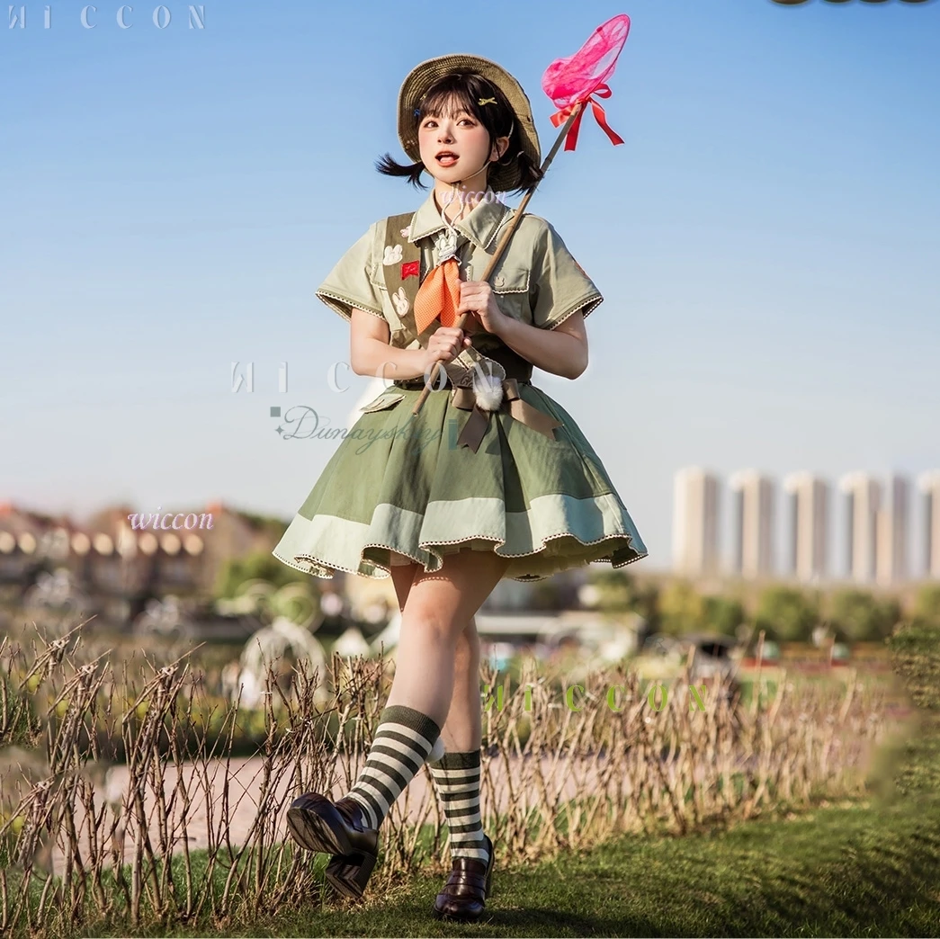 ชุดฮาโลวีน ชุดกระต่ายสไตล์ญี่ปุ่น ชุดโลลิต้าสีเขียว กระโปรงสั้นเอวสูง ชุดงานคาร์นิวัล สำหรับผู้ใหญ่