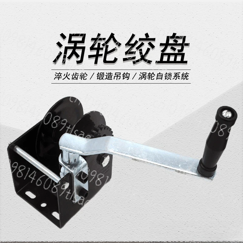 Self locking manual winch, hand cranked winch, hand cranked winch, small lifting winch with wire rope