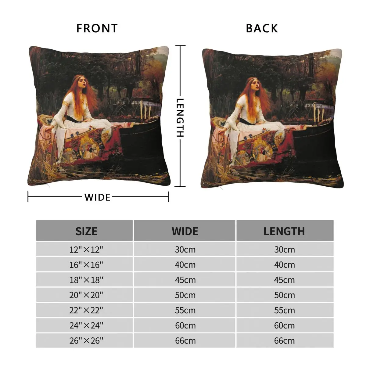 The Lady Of Shalott John William Waterhouse Square Pillowcase Polyester Linen Velvet Pattern Zip Pillow Case Room Cushion Cover