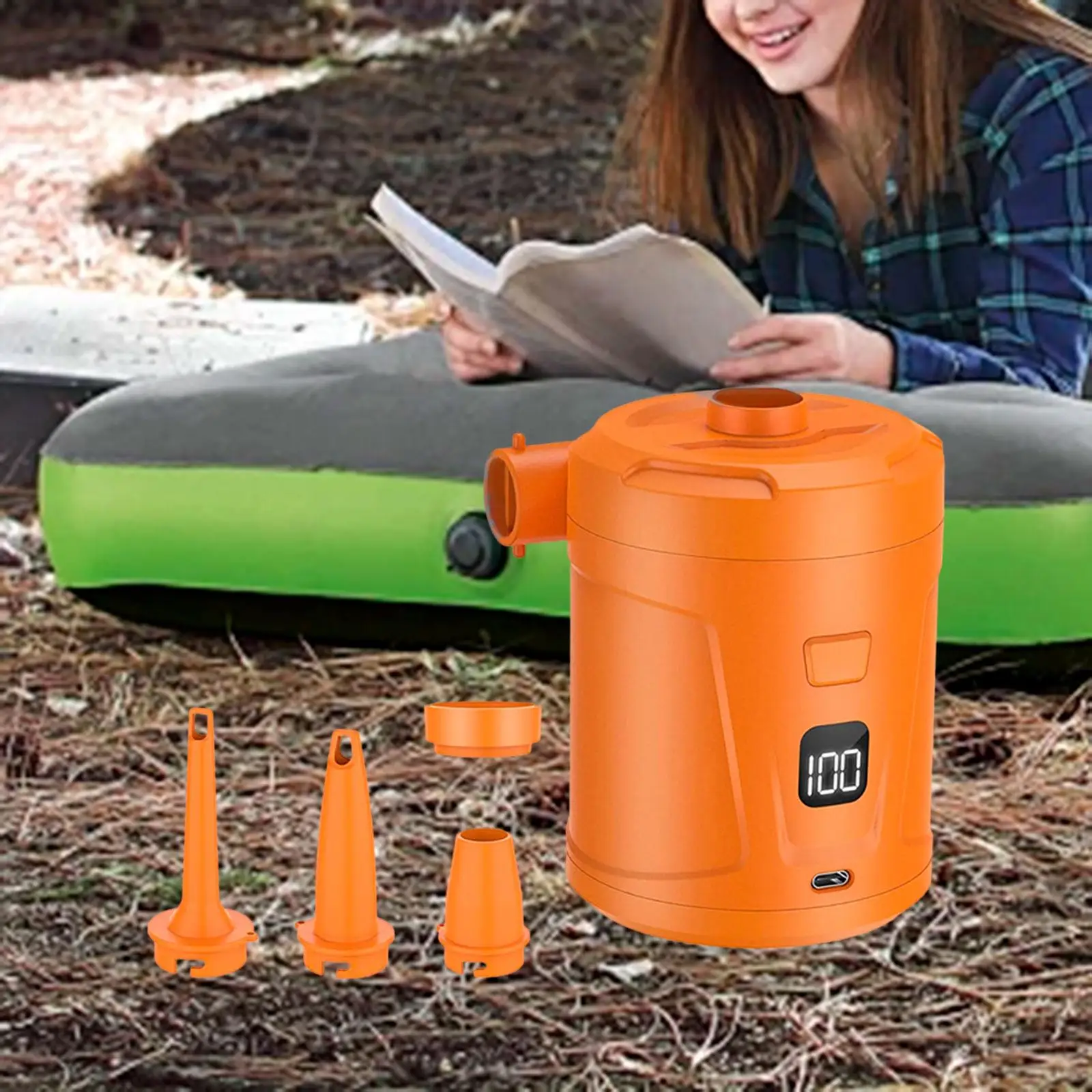 مضخة هواء كهربائية منزلية قابلة لإعادة الشحن للتخييم في الهواء الطلق مضخة صغيرة مدمجة لوسائد قابلة للنفخ حلقات السباحة سرير هوائي للقوارب