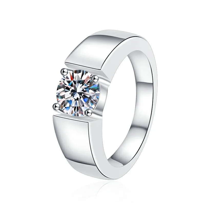 1ct D VVS1 Moissanite 925 Sterling Silver Man Ring Classics for Man Beautiful Fashion Wedding Engagement Jewelry Party Gifts 6