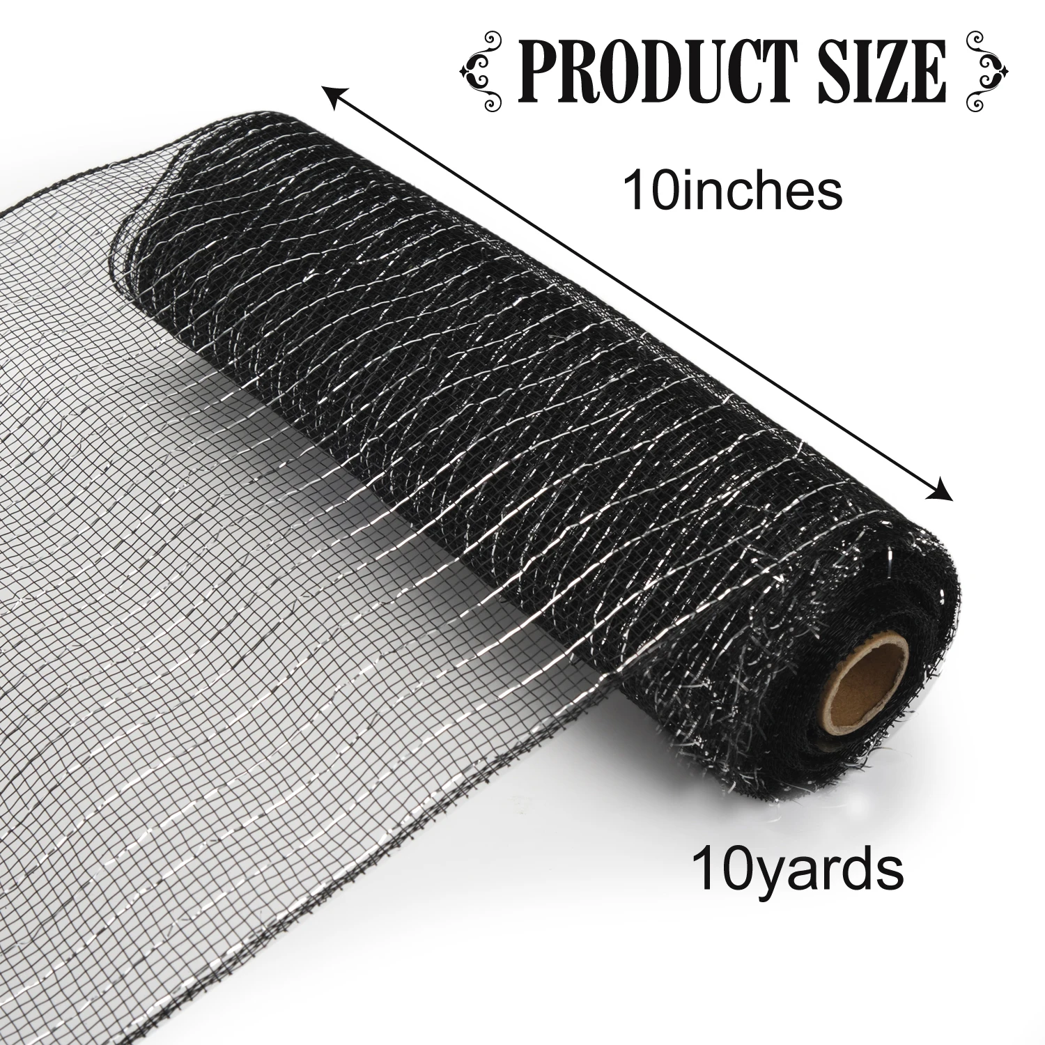 Black Decorative Mesh ribbon 10 Inch x 30 Feet(10Yard), Poly Mesh Ribbon, Ribbon Mesh Roll for Wreath Craft Yard Decoration