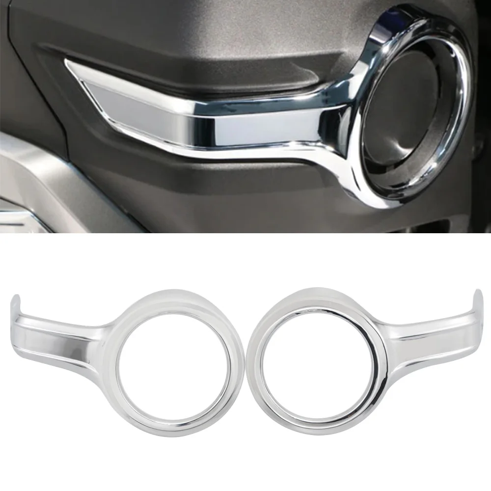 NEW Motorcycle Accessory Chrome Protector Fog Light Trim Rings ABS Plastic For Honda Gold Wing 1800 Goldwing GL 1800 F6B 2018-23