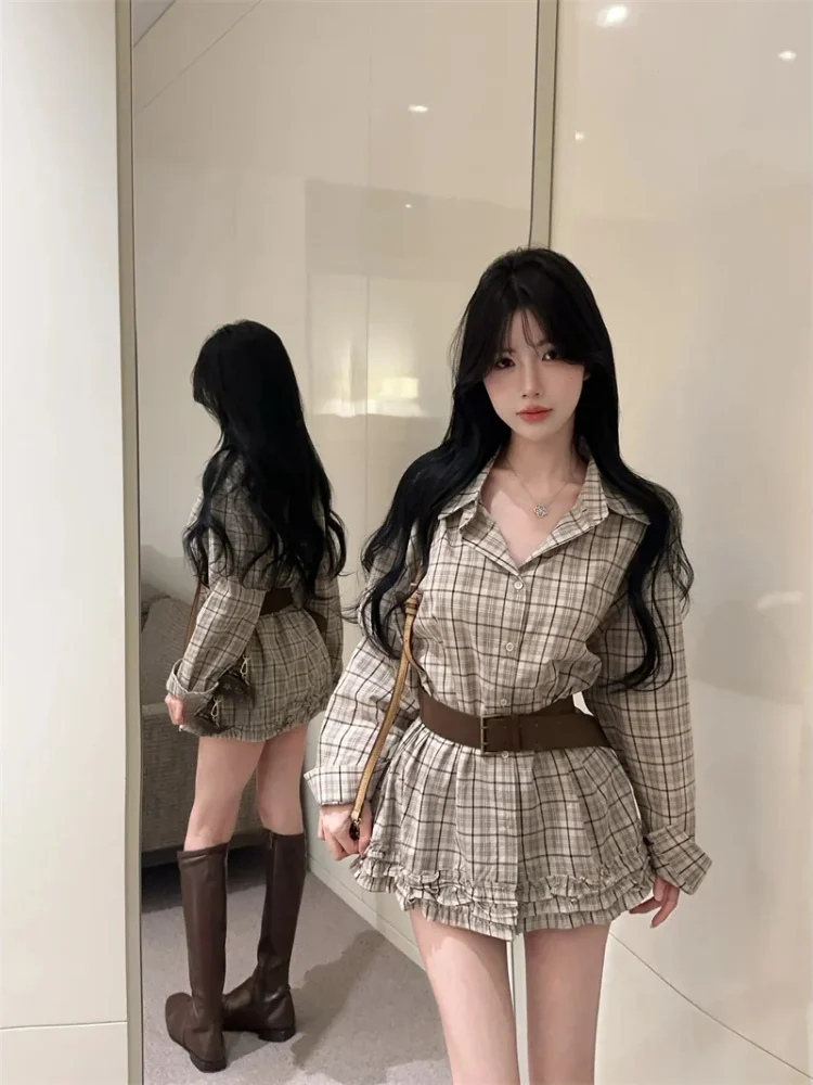 خمر منقوشة الفطريات قمصان طويلة الأكمام النساء 2025 الخريف التلبيب فضفاض تنوعا القمم الكورية بلوزة أنيقة قمصان