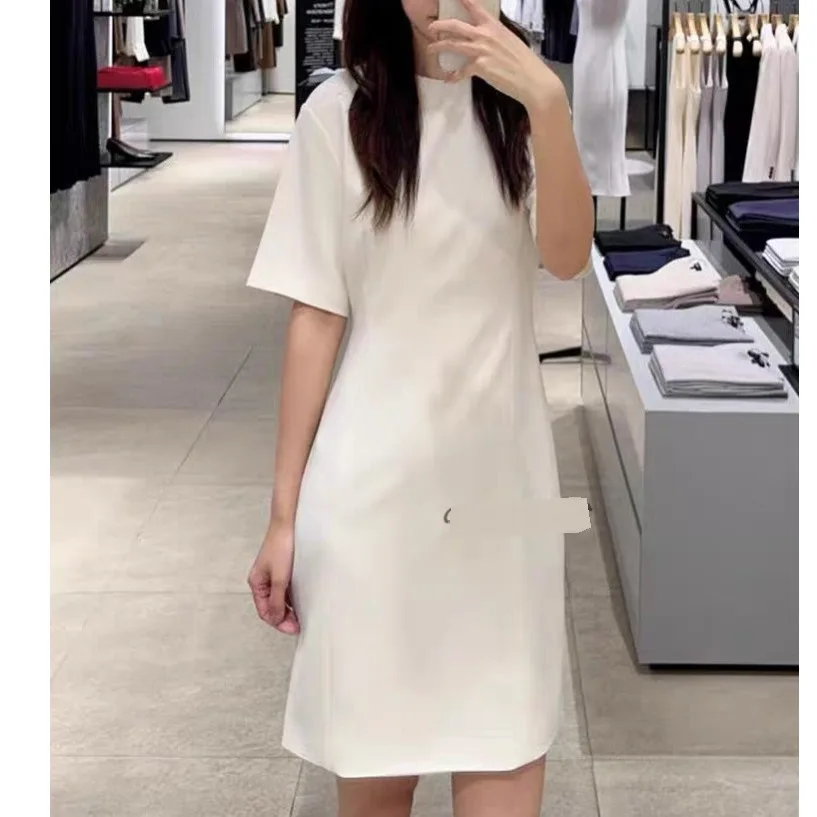 

Dave&di Spring And Summer New Simple Commuting Fashion Blend Temperament Short Sleeved Round Neck Dress