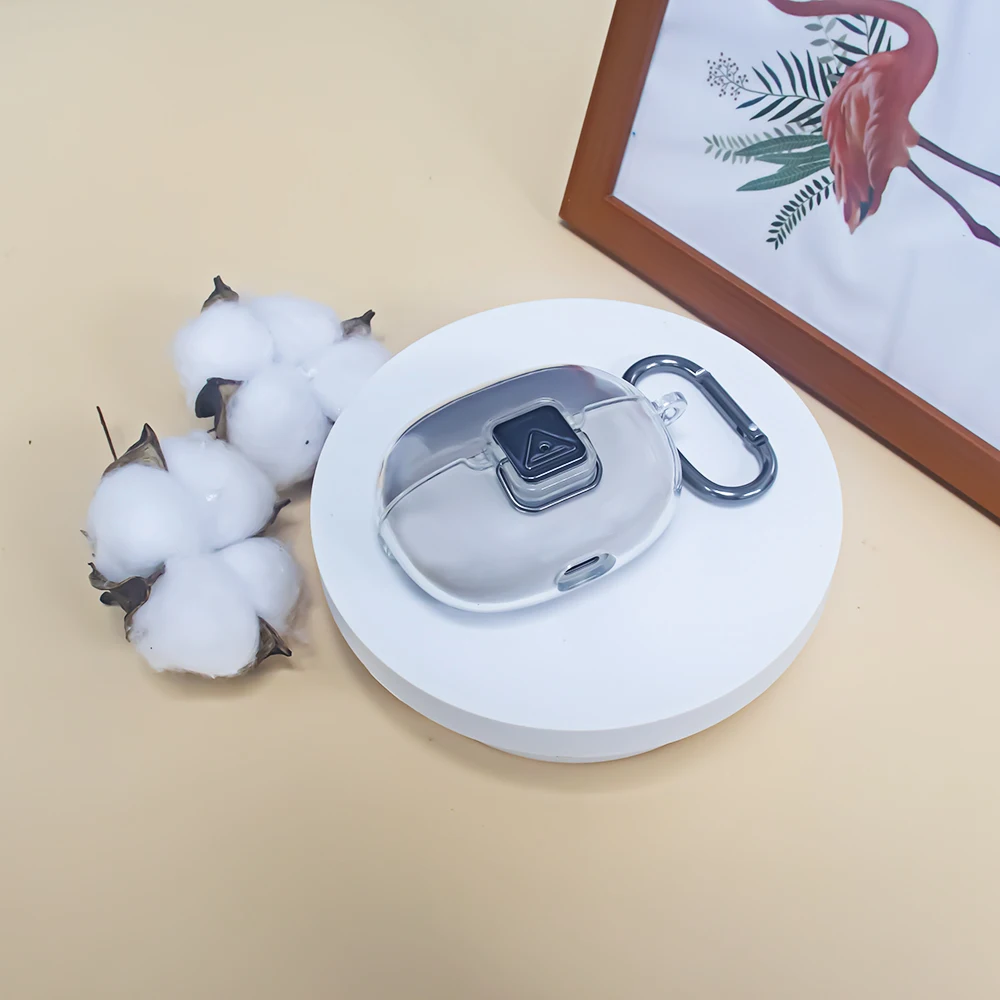 

​TPU Earphone Protective Cover Hard Shell Case for SHOKZ Open Dots ONE Protective Sleeve with Hook Transparent Gray Transparent