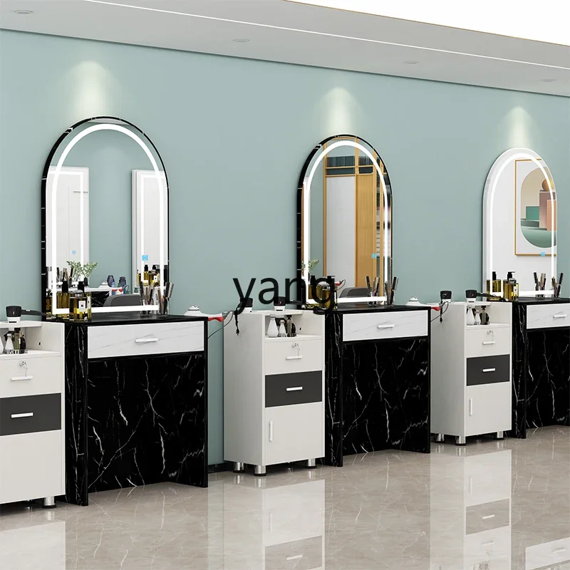 YJQ haircut dressing mirror single-sided desktop makeup perm and dyeing mirror table free punching high definition