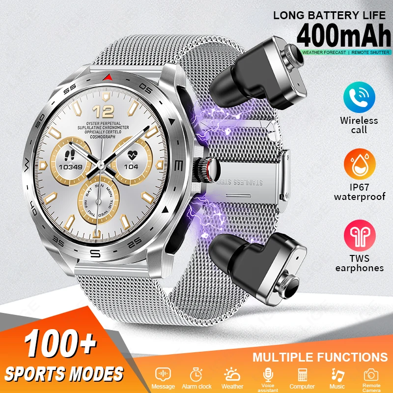 

Новые умные часы AMOLED TWS 2-в-1 Bluetooth-наушники HIFI 9D качество звука Bluetooth-вызов для мужчин и женщин спортивные умные часы