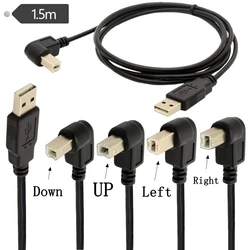 Kabel USB 2.0 męski do USB B typ męski B BM w dół lewego prawego kąt do skanera, drukarki przewód 90 stopni BM pod kątem 0.3m 0.5m 1m 1.5m