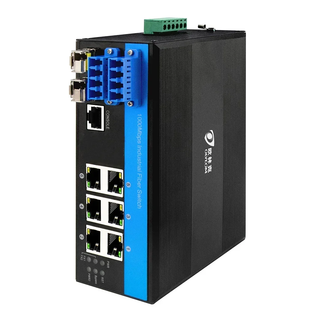 New 8 Port L2 Ring Vlan Gigabit Ethernet 1G/2.5G Fiber Industrial Managed Bypass Switch