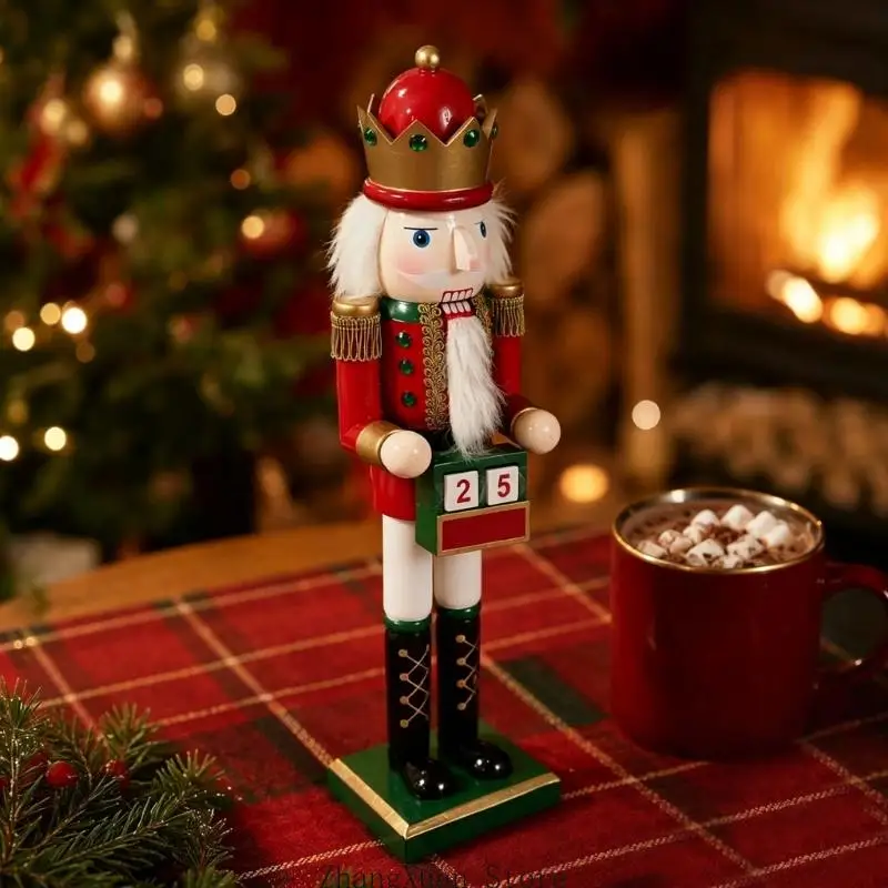 Weihnachts-Adventskalender mit Nusssoldaten aus Holz für die Regal-Tischdekoration 3XUF – Detail 10