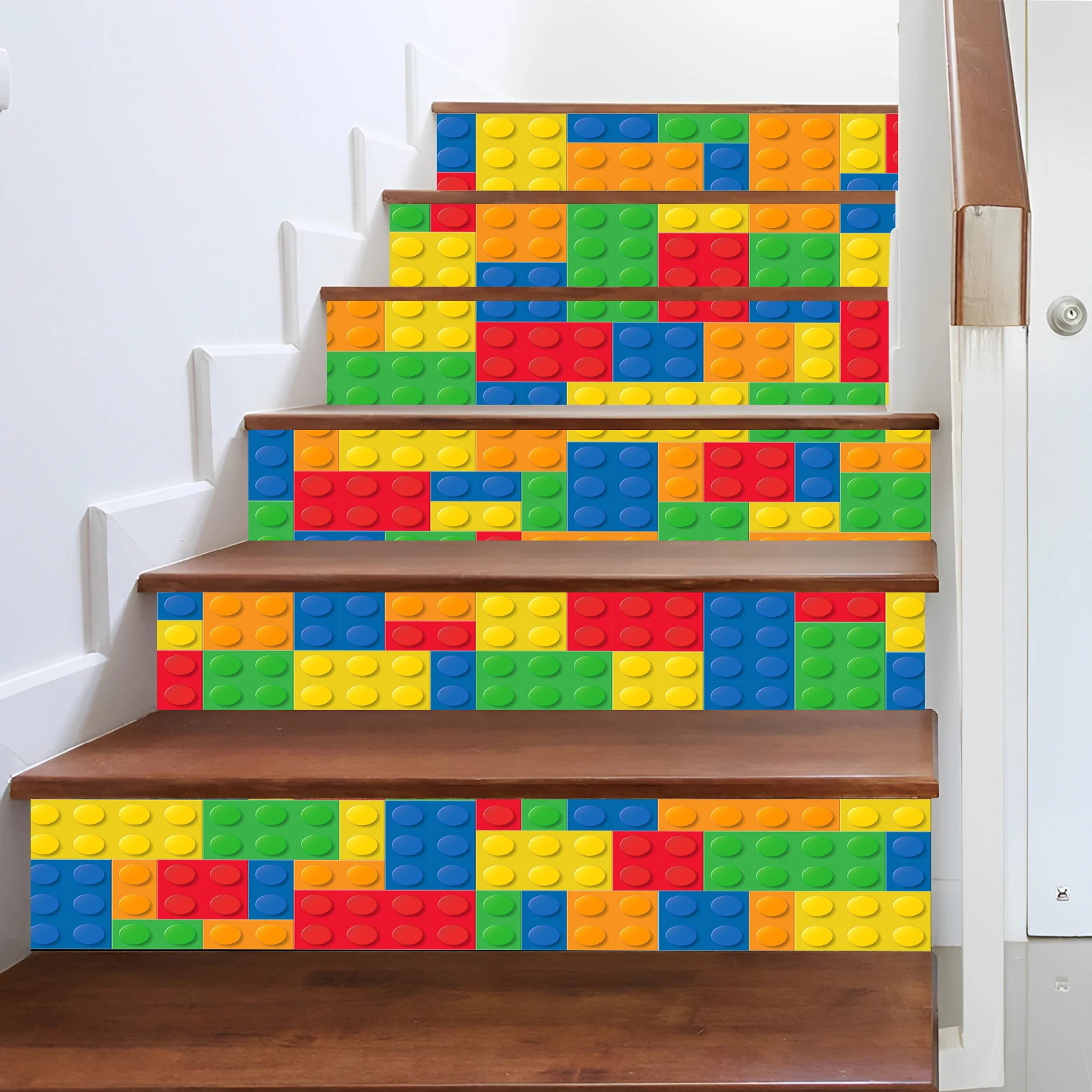 

Building block pattern staircase PVC Waterproof Stairs Sticker Home Decoration Mural DIY Floor Beautification Stairs Sticker