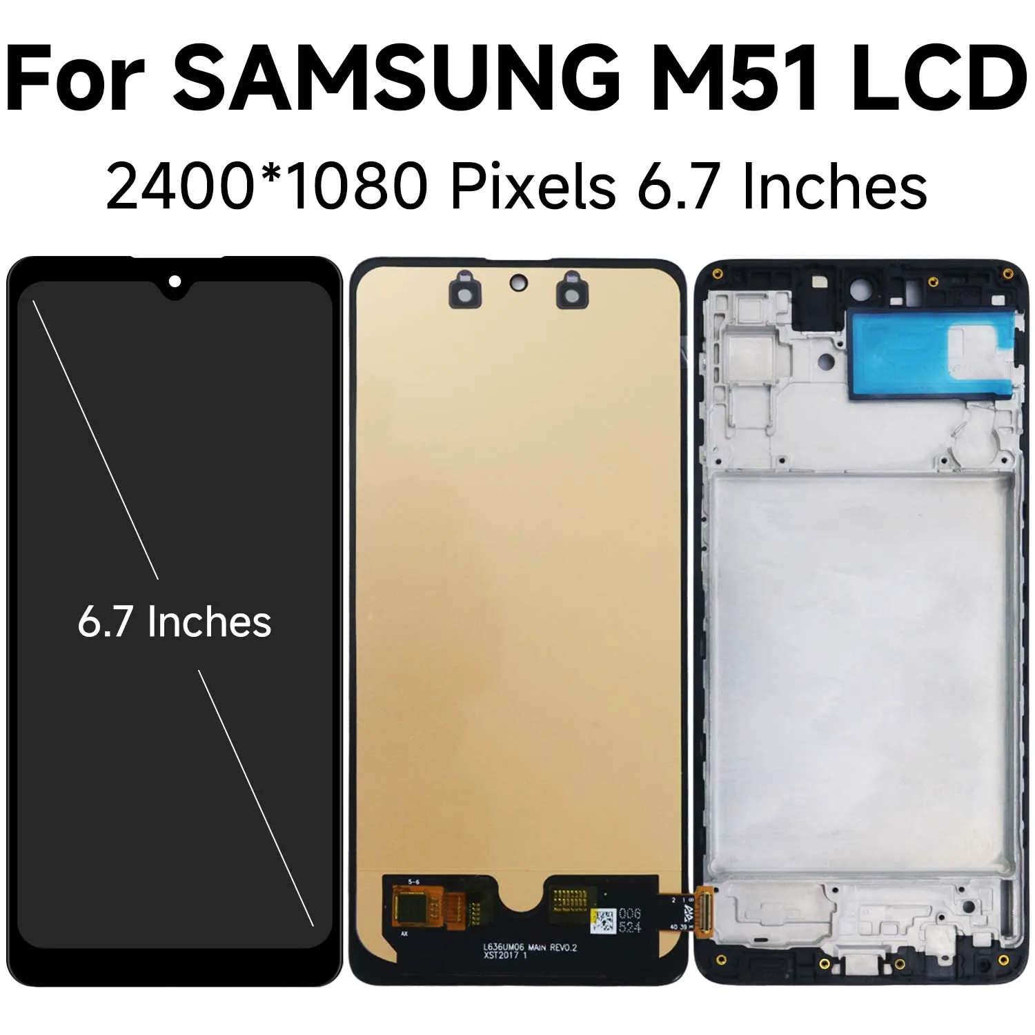 M51 For Samsung 6.7\'\'For AMOLED M515 M515F M515F/DSN LCD Display Touch Screen Digitizer Assembly Replacement