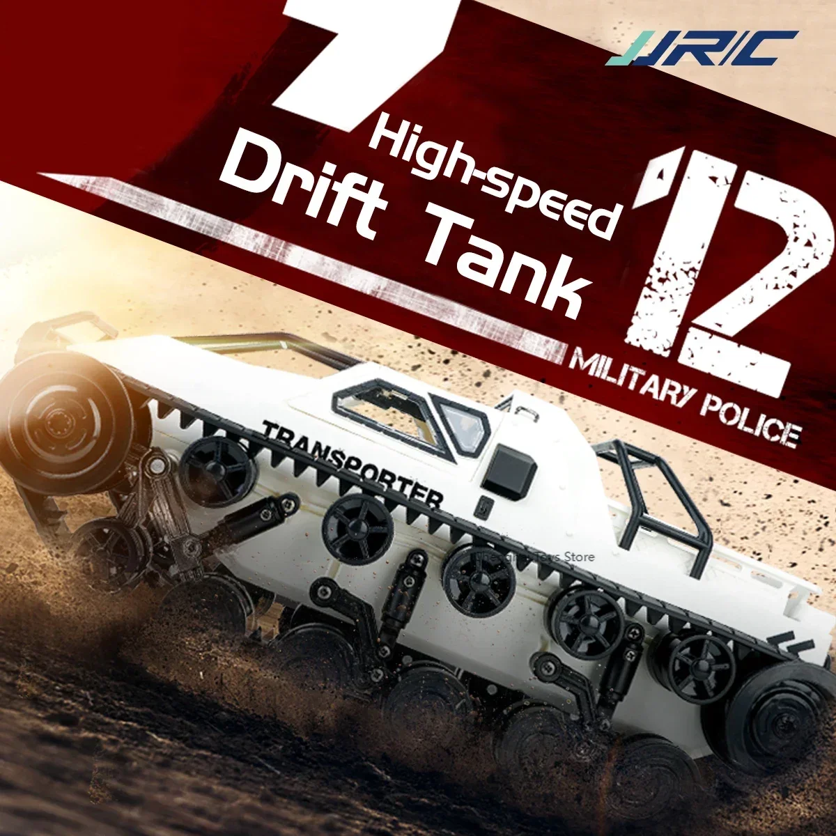 JJRC Rc Tank Car 1/12 Children's High-speed Large Electric Off-road Tank Atunt Car Toy Crawler Snow Climbing Spray RC Car