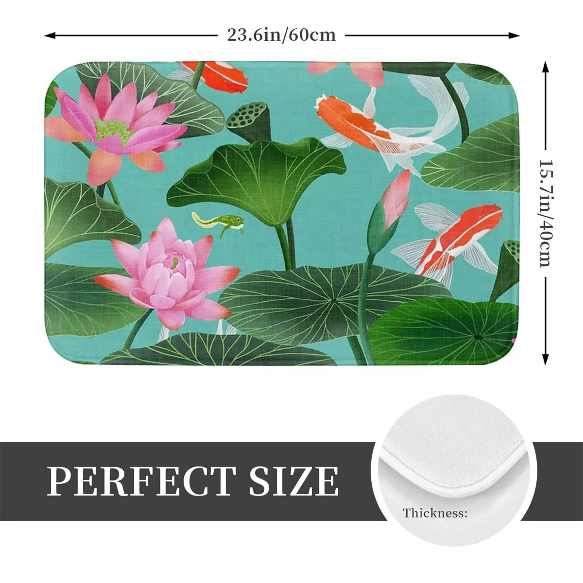 Koi Fish In The Lotus Pond Non-slip Doormat Floor Mat Sand Scraping Carpet Rug for Kitchen Entrance Home Bathroom Footpad Mats