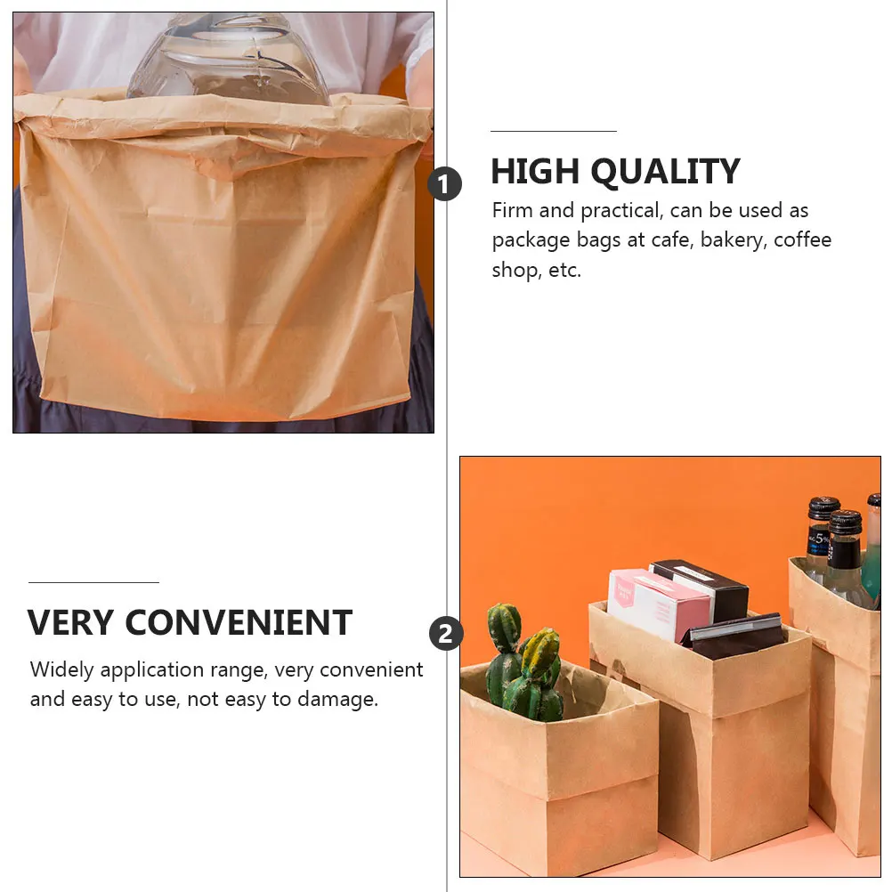 

20 Pcs Brown Paper Bags Oil-proof and Waterproof Oilproof Storage Packaging Bread