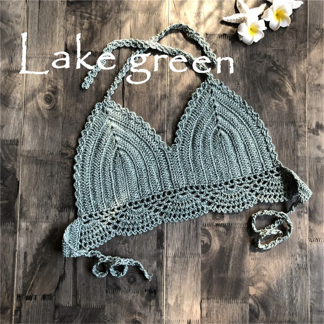 S - XL 9 Farben Häkel-Strick-Bikini-Oberteil Damen-Badeanzug Frauen-Bademode Bademode Badeoberteil mit Ausschnitten Strand-Top V4194 – Detail 21