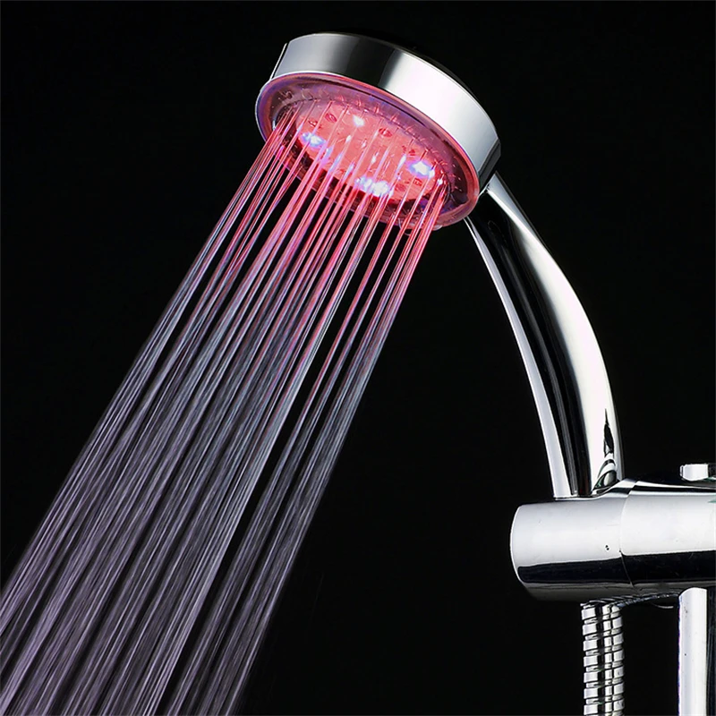 Automatic 7 Color LED Lights Hanging Rainfall Shower Head Colorful Bathroom WC Single Round Head Bath