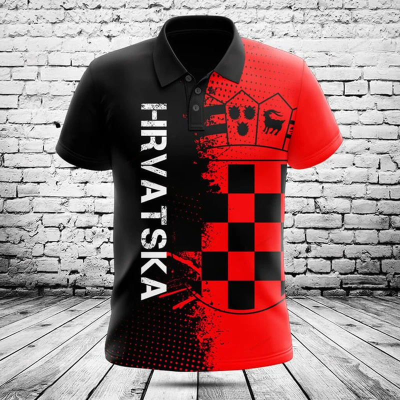 Custom Croatia Shield Graphic Polo Shirt Summer Casual Men's Fashion Loose Cool E-Sports Jersey Oversized Short Sleeve Tops
