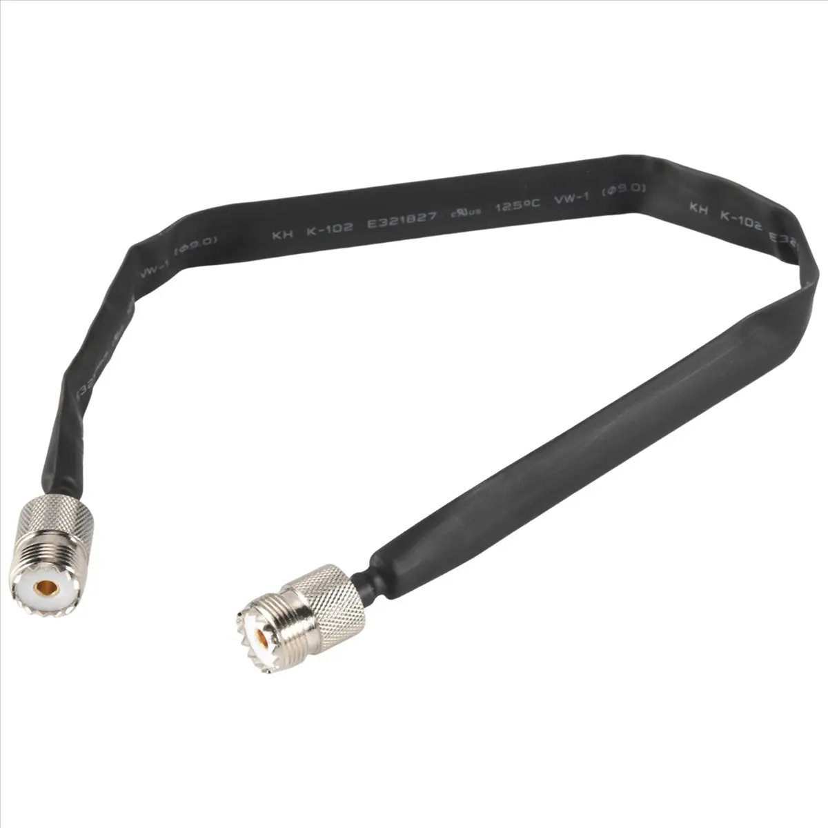 A46U Door/Window Pass Through Flat Coaxial Cable SO239 UHF Female to UHF Female 50 Ohm Coax Pigtail Extension Cord