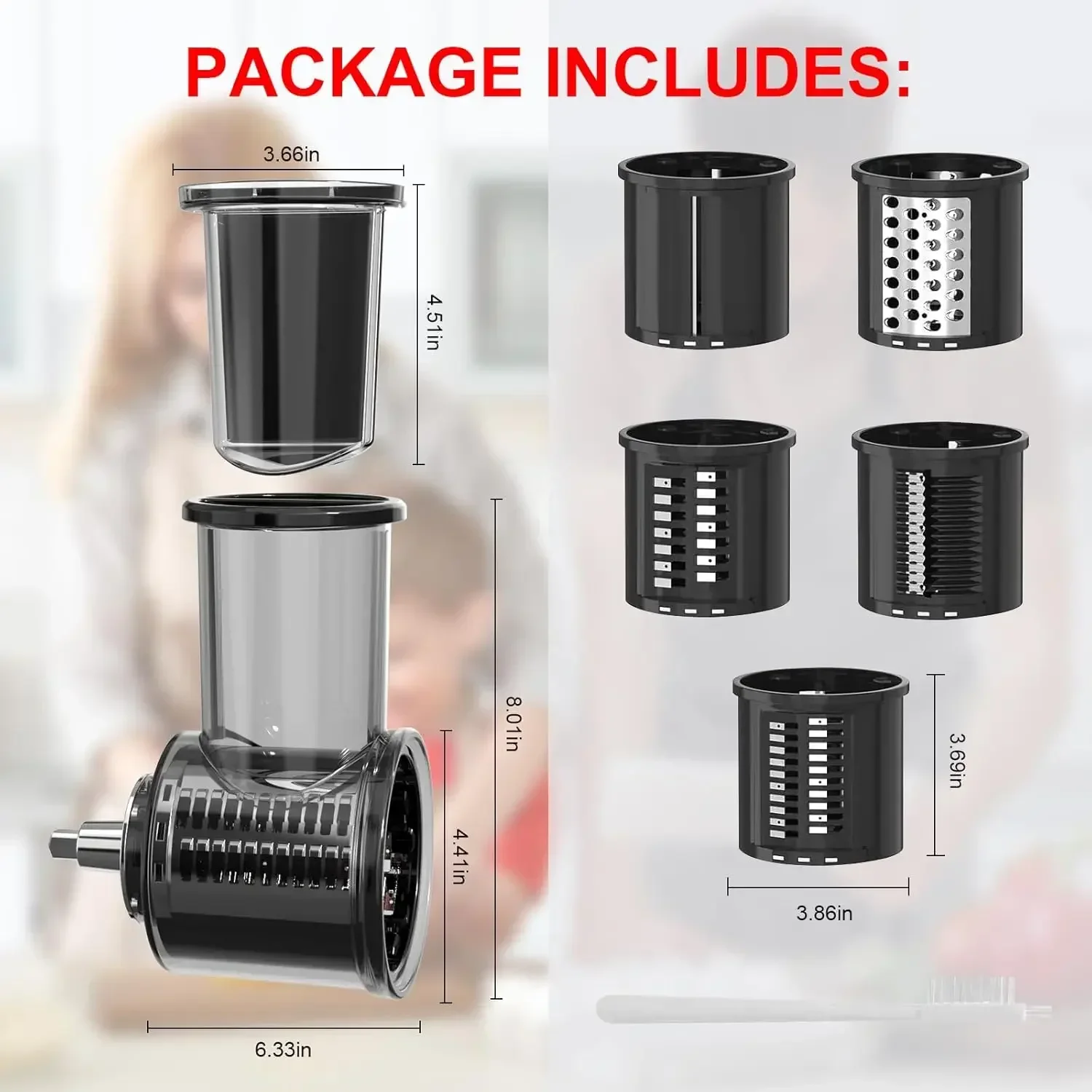 FirmHome StoreSlicer Shredder Attachment For KitchenAid Stand Mixer With 5 Blades, Large Feed Chute Cheese Grater Attachment - view 5