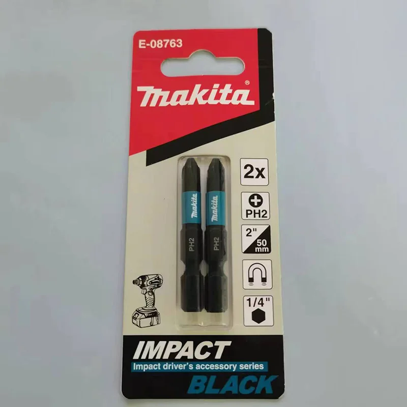 Imagem -03 - Makita-phillips Driver Drill Head Impact Screwdriver Bits Acessório Preto Série Ph2 50 mm Pcs E08763