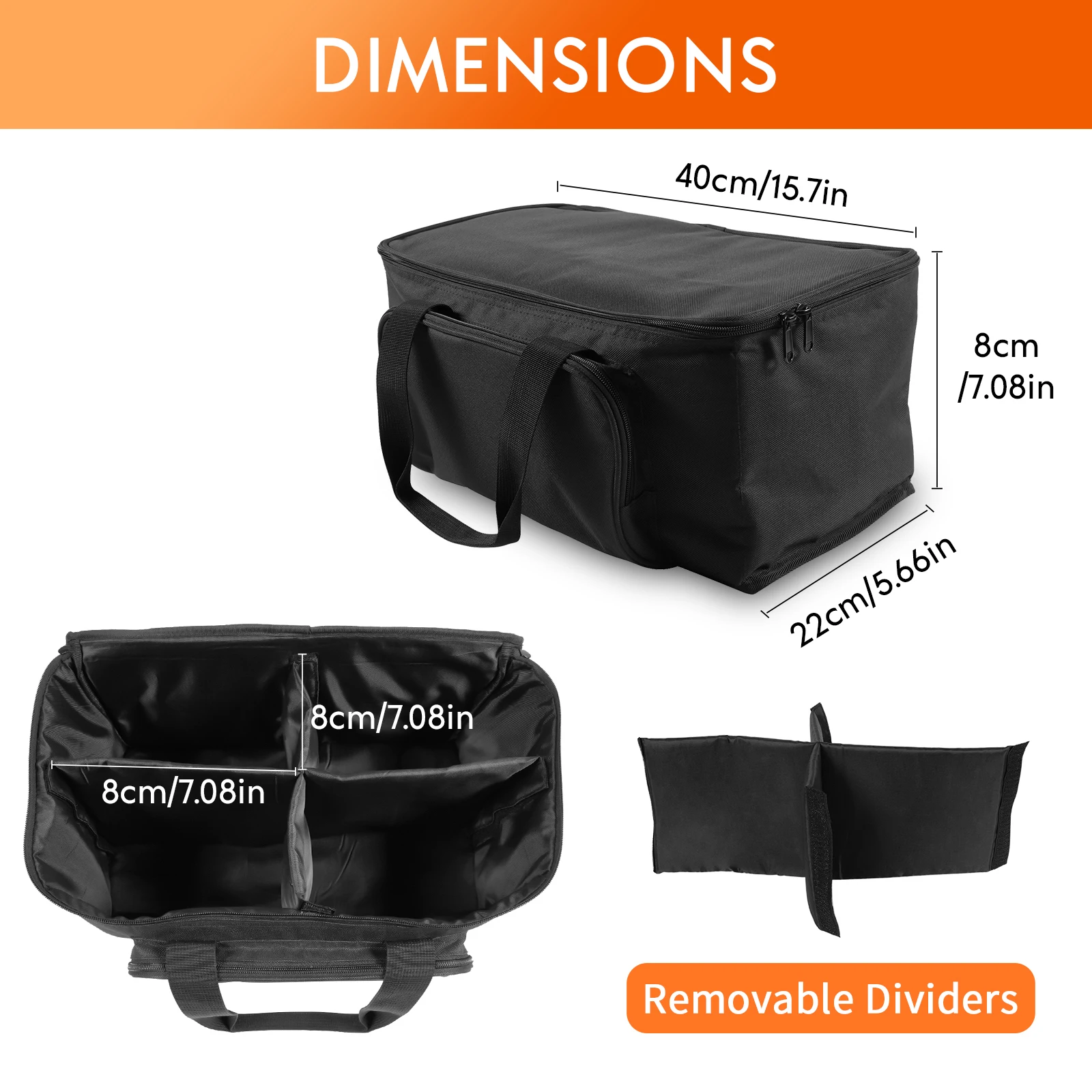 Yiflamefly 600D Waterproof PVC+210D Lining Par Light Bag Stage Light Bag With Divider&Accessory Pocket For 4Pcs 18X18X10CM Light