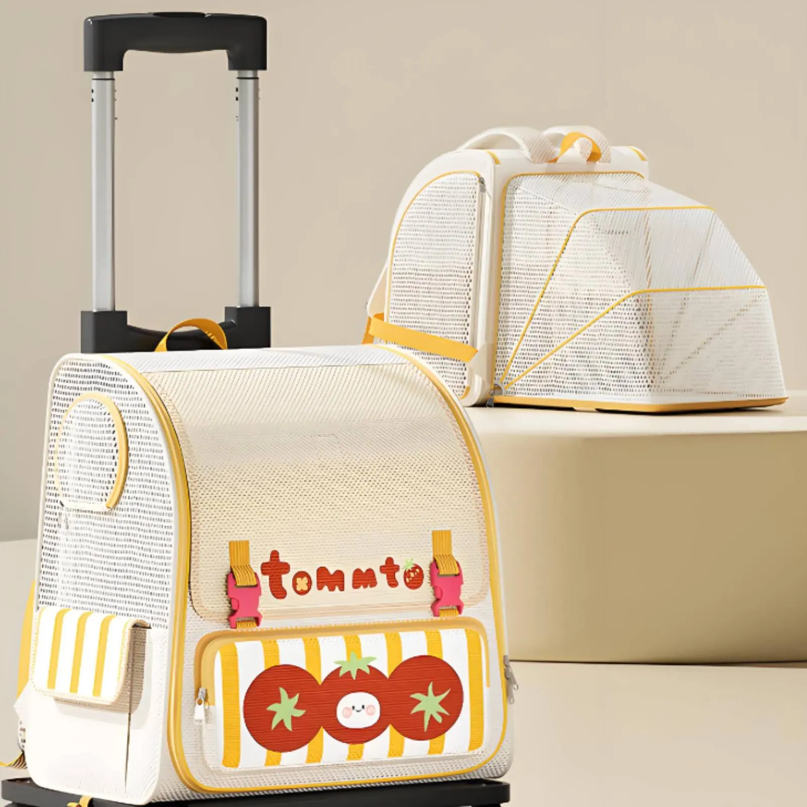 

Rolling Pet Carrier Portable Pet Backpack Carrier Feline Backpack Multi Function Pet Transport Airline Approved for Dog Owners