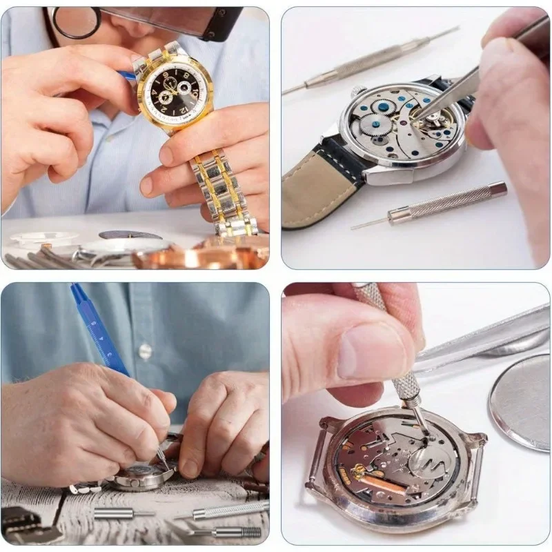 208pcs/Set Professional Watch Repair Tool Kit - Stainless Steel Watch Battery Replacement Set with Spring Bar & Band Link Pin Tools, Case Opener, Screwdrivers, Tweezers - Carrying Case Included