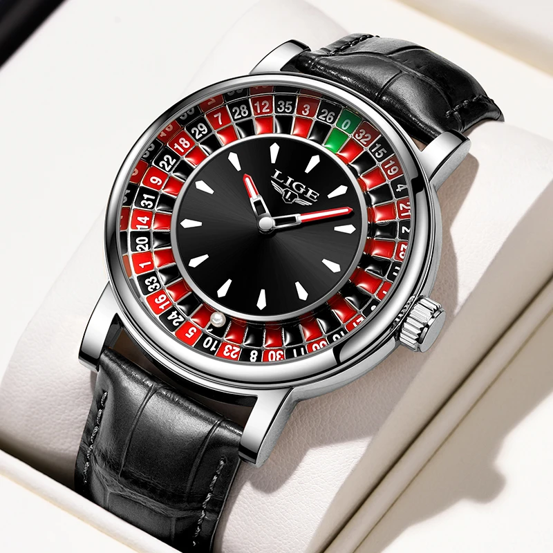 

LIGE 2025 Creative Luxury Watches men Roulette Game Dial Fashion Mens Watch Waterproof Luminous Quartz Wristwatches Reloj Hombre