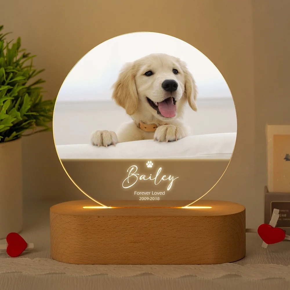

Custom Name Acrylic Sympathy Gift Pet Photo Memorial Frame Personalized Dog Picture Christmas Gift For Pet Lovers