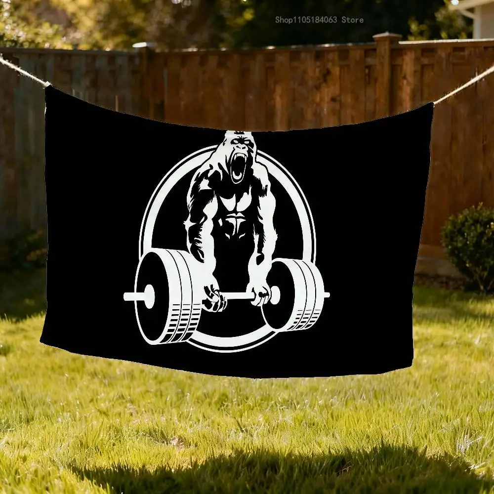 

Gorilla Barbell Flag Tapestry Banner For Bedroom Outdoor Living Room Restaurant Bar Wall Decor Party