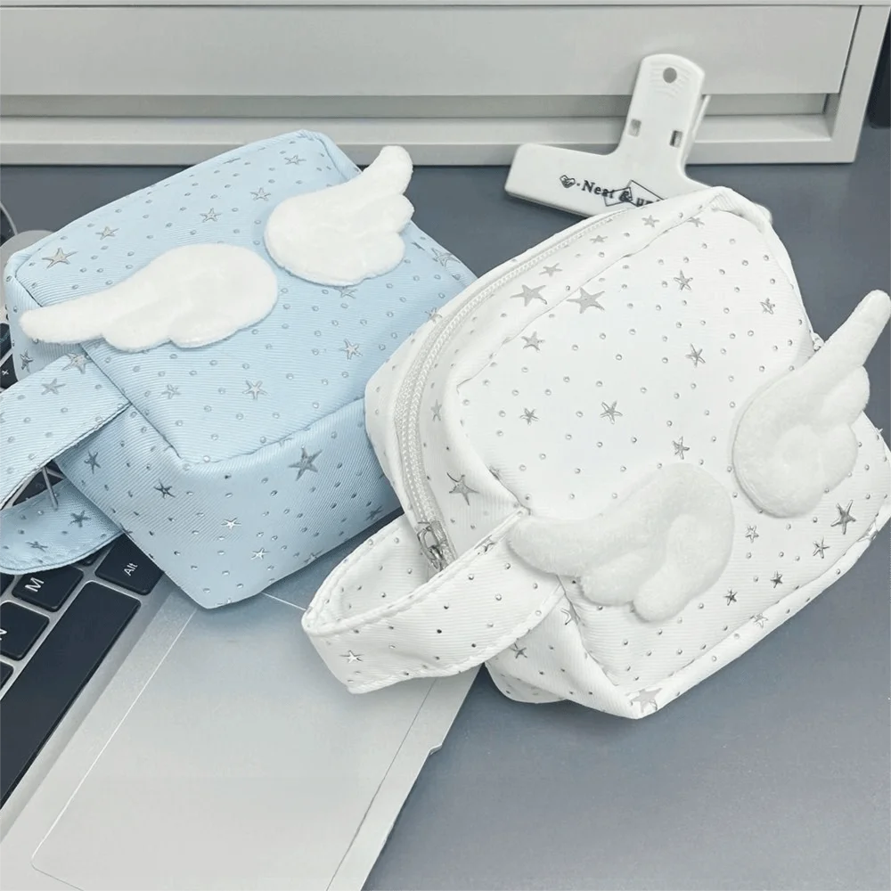 

Mini Size Makeup Bag for Women with Handle Wings Patchwork Portable Instant Camera Bag Multi-Purpose Reusable Zipper Coin Purse