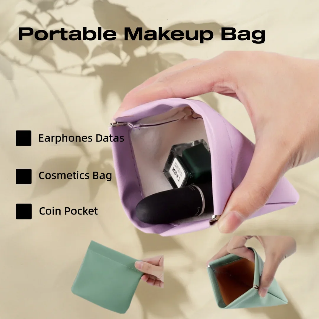 New 1 Pcs Travel Makeup Bag Lipstick Key Earphone Data Cables Organizer Pouches Card Holder Purse Automatic Closure Storage Bag