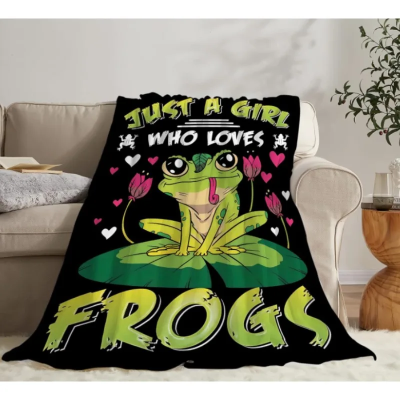 مجرد بطانية فتاة تحب الضفادع، بطانية رمي اللوتس الناعمة والدافئة والمريحة، هدية للنساء والفتيات والأولاد البالغات