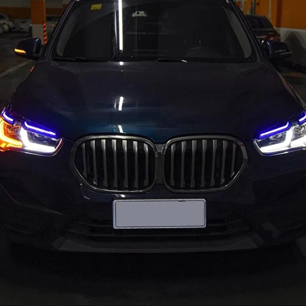 1 пара синих фар для бров 12 В Led Drl, обновленные фары для Bmw X1 F48 F49 2016-2019, автоматические передние фары в сборе Plug And Play 1 пара синих фар для бров 12 В Led Drl, обновленные фары для Bmw X1 F48 F49 2016-2019, автоматические передние фары в сборе Plug And Play