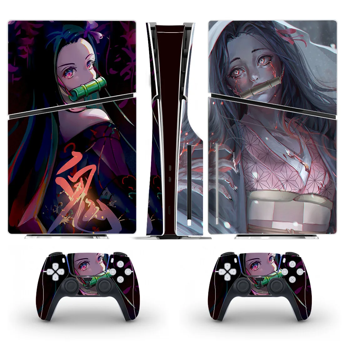 Anime Cute Girl Nezuko PS5 Slim Disc Skin Sticker Decal Cover for Console and 2 Controllers New PS5 Slim Disk Skin Vinyl