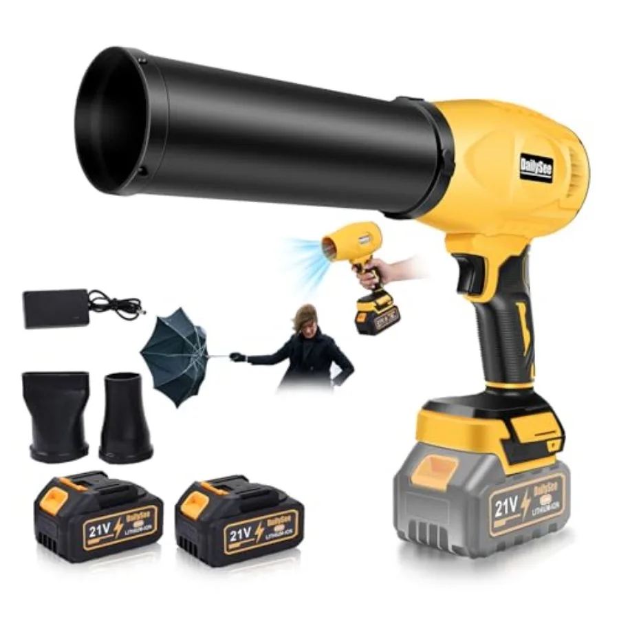 

Leaf Blower Cordless Powerful Handheld Electric Blower with 2×21V Batteries Lightweight Leaf Blower for Lawn Care Patio Leaves