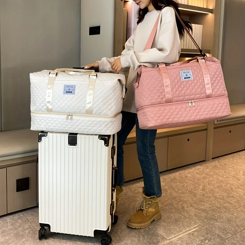 

Стеганая дорожная сумка большой емкости в корейском стиле с бриллиантами — ручная переноска через плечо для хранения вещей для беременных с тканью Оксфорд