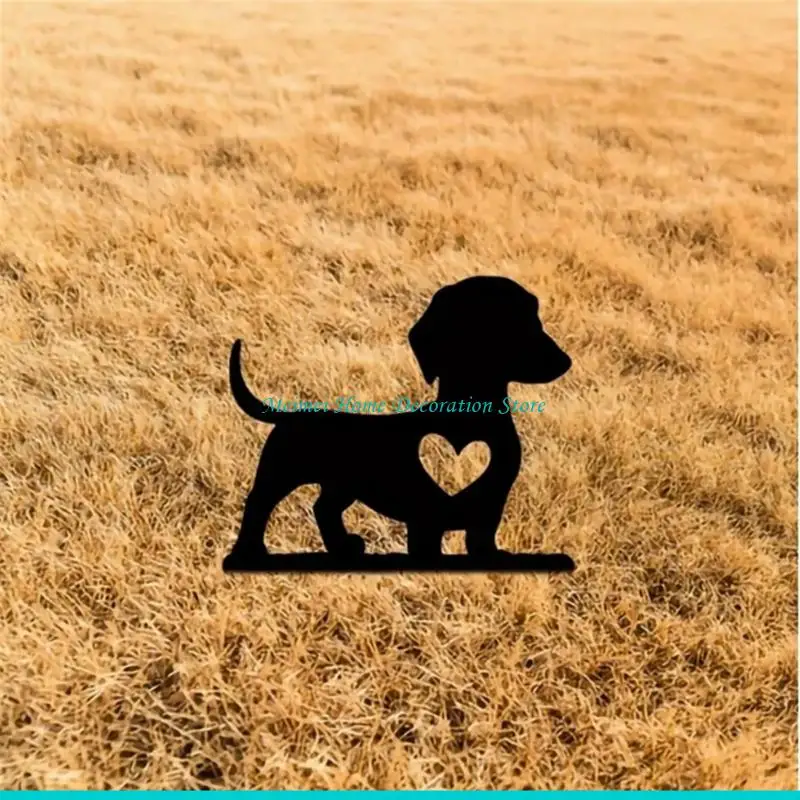 H7BF Artistic Dog Yard Stake with Hollowout and Easy Installation for Landscape
